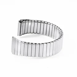 18mm Metal Elastic Expansion Watchband Retractable Brushed Silver Stainless Steel Strap Stretch Watch Band Accessories Bracelet