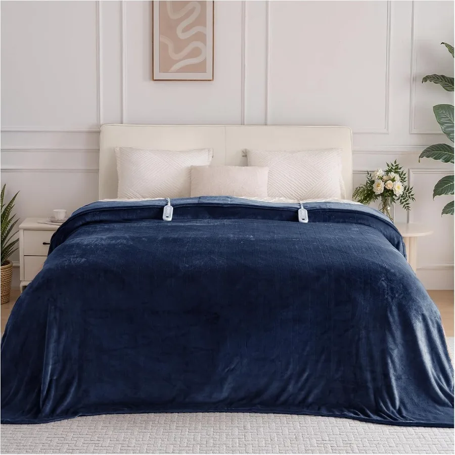 

Электрическое одеяло Queen Size Одеяло с подогревом Мягкое фланелевое одеяло с подогревом Queen Size с 10-часовым автоматическим выключением 8 уровней нагрева Mach