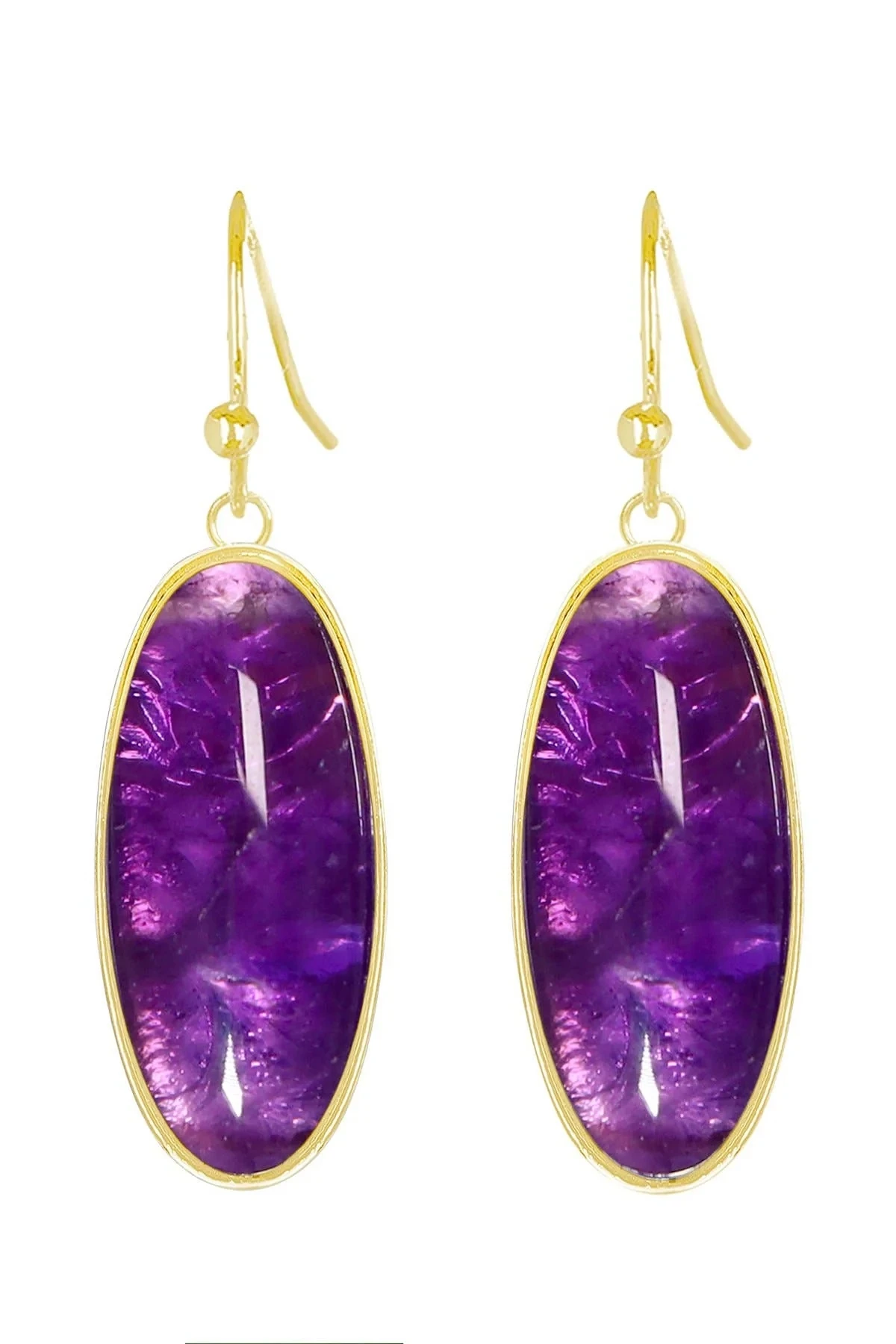 

Fancy Cut Gemstone Amethyst Oval Drop Earrings Gemstone Earrings Jewelry Christmas Gift