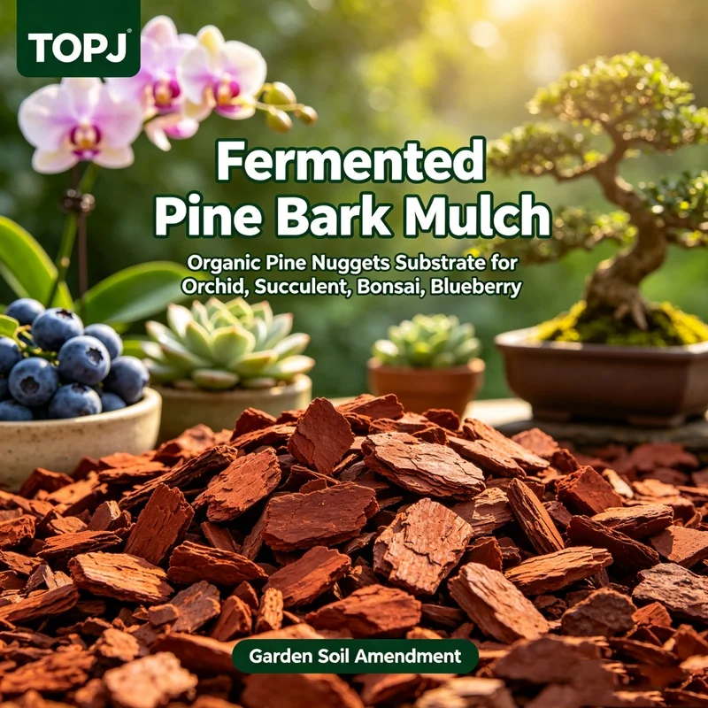 TOPJ Fermented Pine Bark Mulch Organic Pine Nuggets Substrate for Orchid Succulent Bonsai Blueberry Garden Soil Amendment