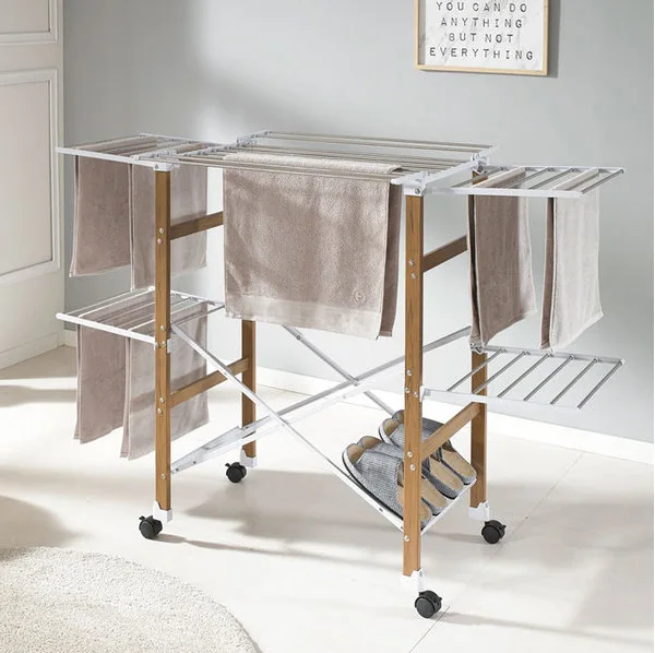 

Hxl indoor and outdoor multifunctional stainless steel movable foldable clothes drying rack