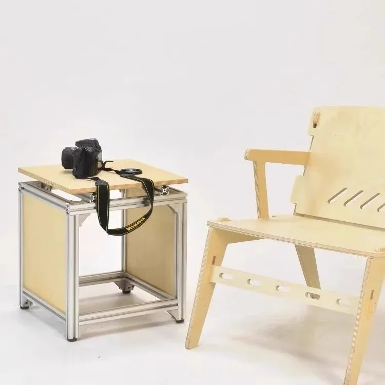 Modern simple aluminum profile sofa side storage small tea table multi-functional low stool shoe changing stool