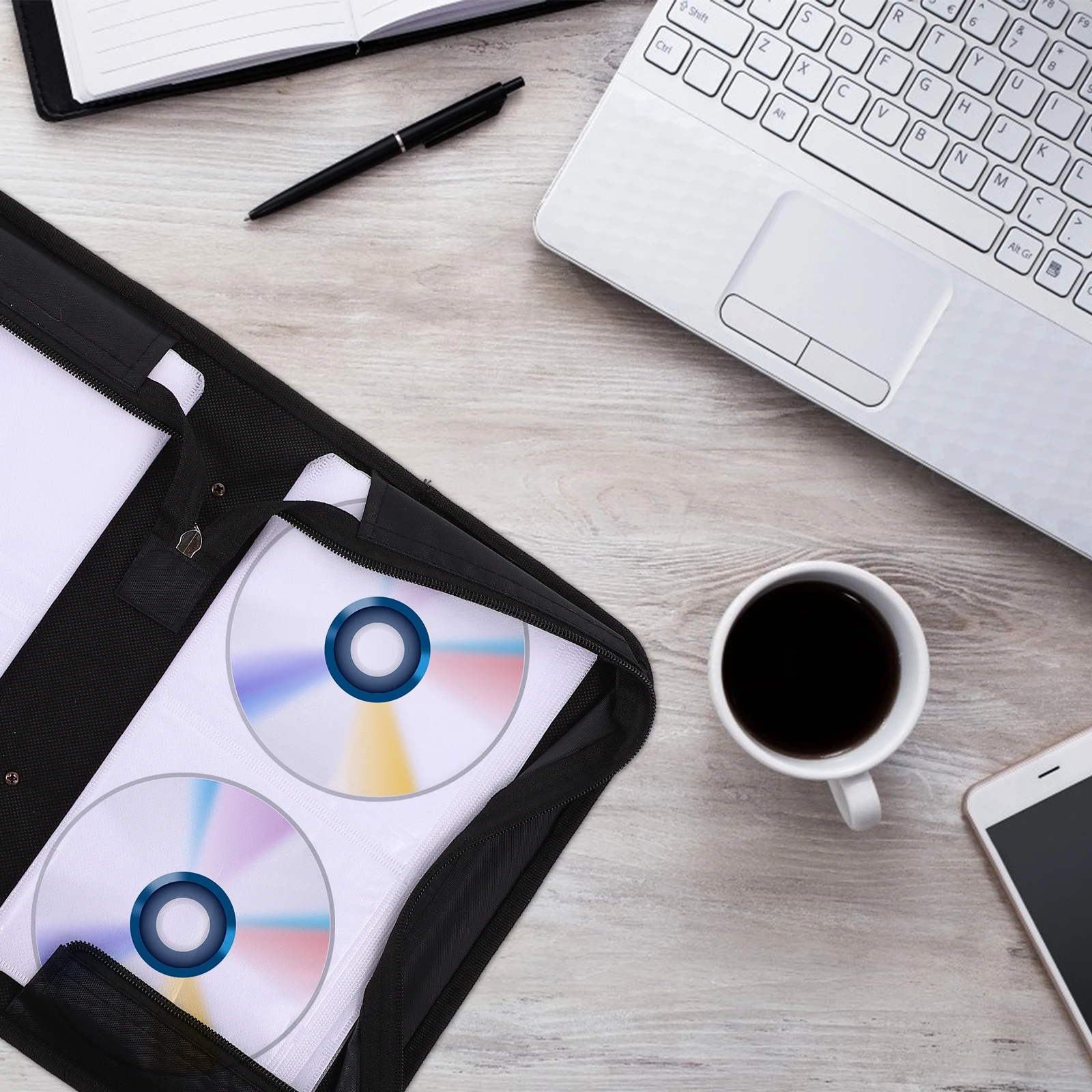 

2Pcs Cds Storage Bag Large Capacity PU Disc Case Portable Zipper Cd Holder Protector Disc Storage Wallet Dvd Organizer