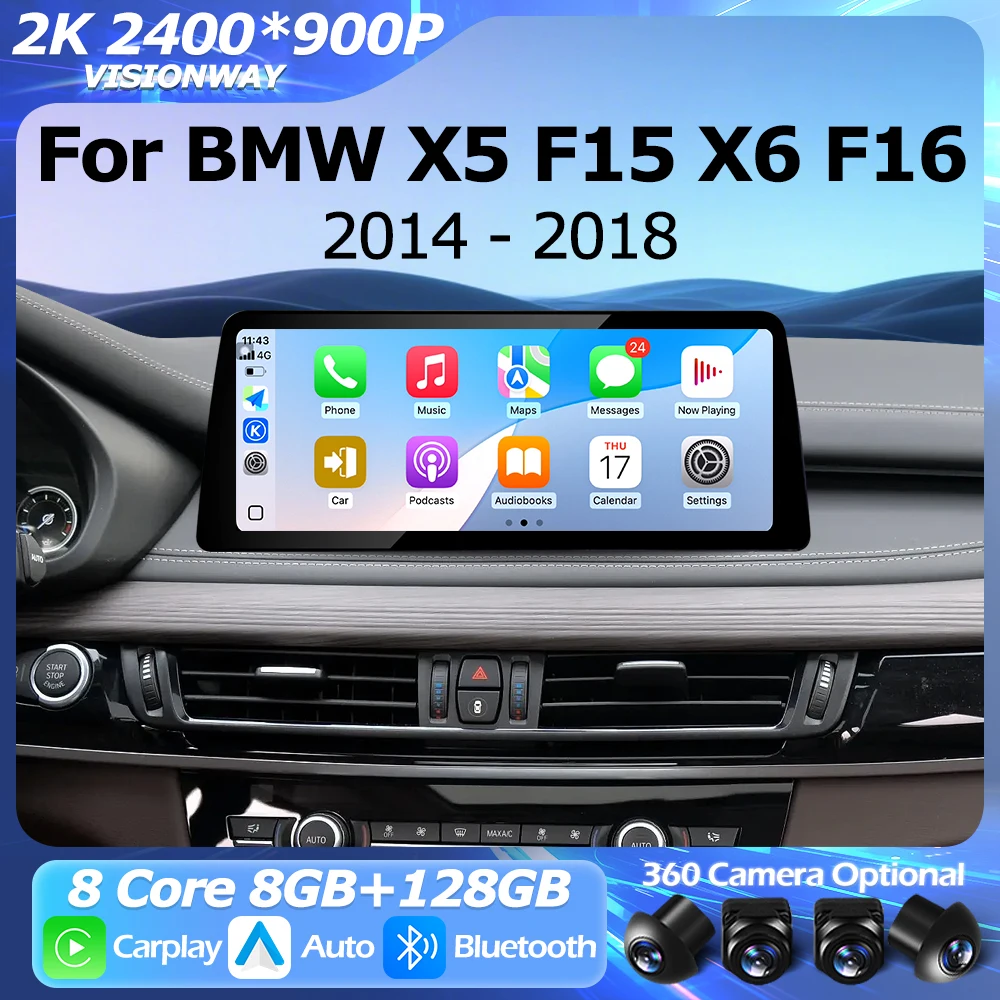 Navigation GPS For BMW X5 F15 X6 F16 2014-2018 NBT EVO System Android 16 2400*900P Auto Wireless Carplay Multimedia Player BT