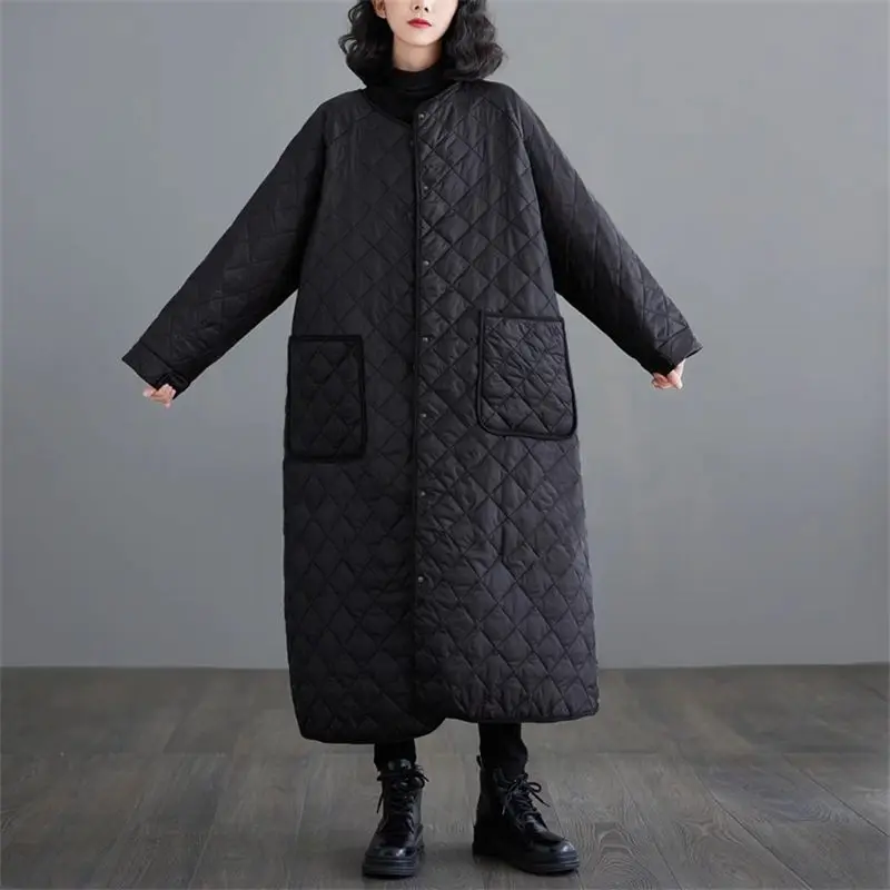 Women's Oversized Down Jacket Warm Cotton Clothes Long Large Size Casual Pocket Spliced Coat For Women Outerwear Z3884