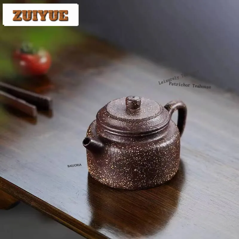 200ml Yixing Purple Clay Teapots Handmade Dezhong Pot Raw Ore Coarse Sand Jade Gold Kettle With Infuser Zisha Teaset Ornaments