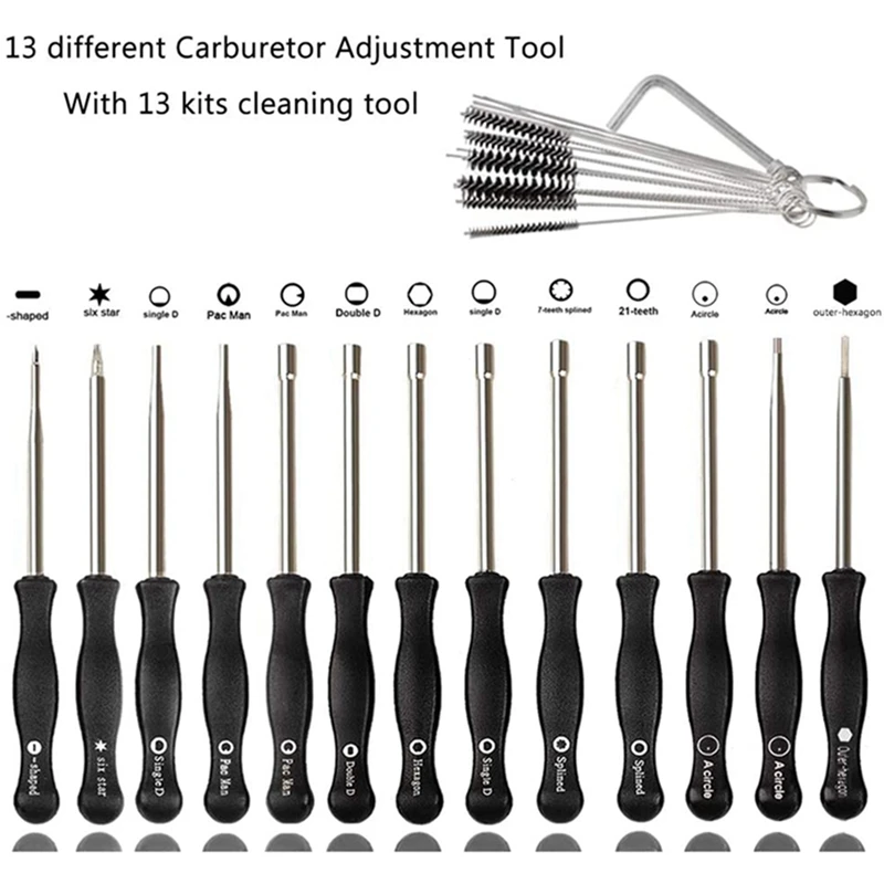 Carburetor Screwdriver Adjustment Cleaning Brush Tool Set Kit For 2-Cycle Small Engine Trimmer Weedeater Chainsaw Replacement