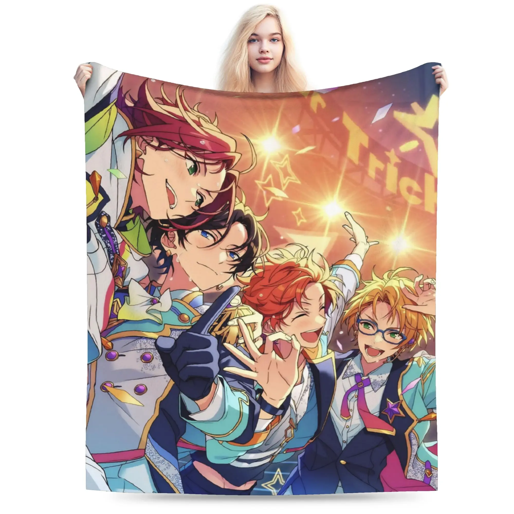 E-Ensemble-Stars Blanket Multi-size Soft Fuzzy Plush  Throw Blankets for Sofa Couch and Bed