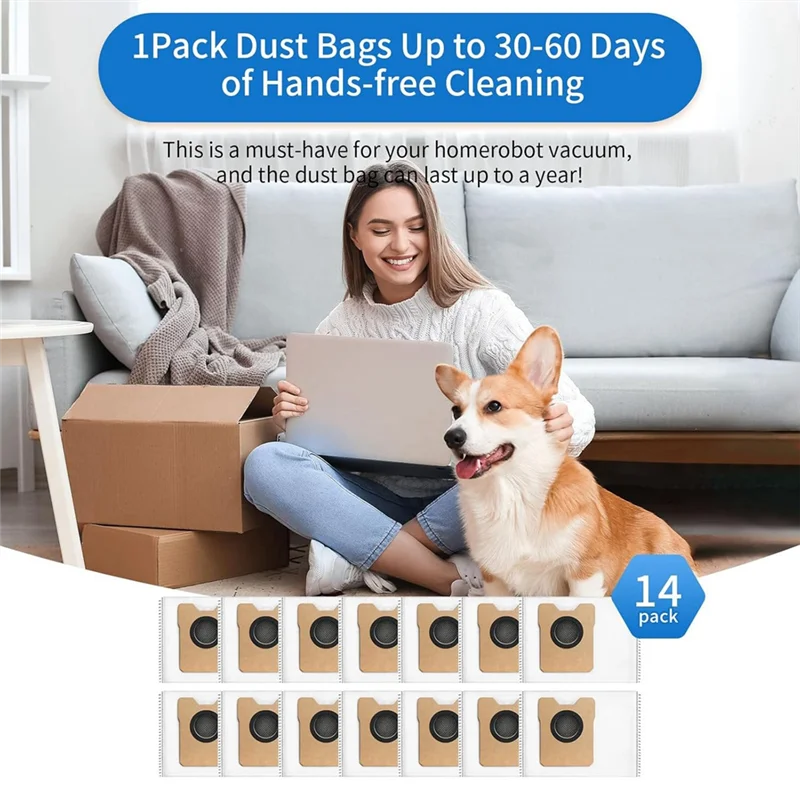 

HGFLE-14 Pack Dust Bags For Eufy C20 Omni Robot Vacuum Cleaner Large Capacity Disposable Vacuum Bags