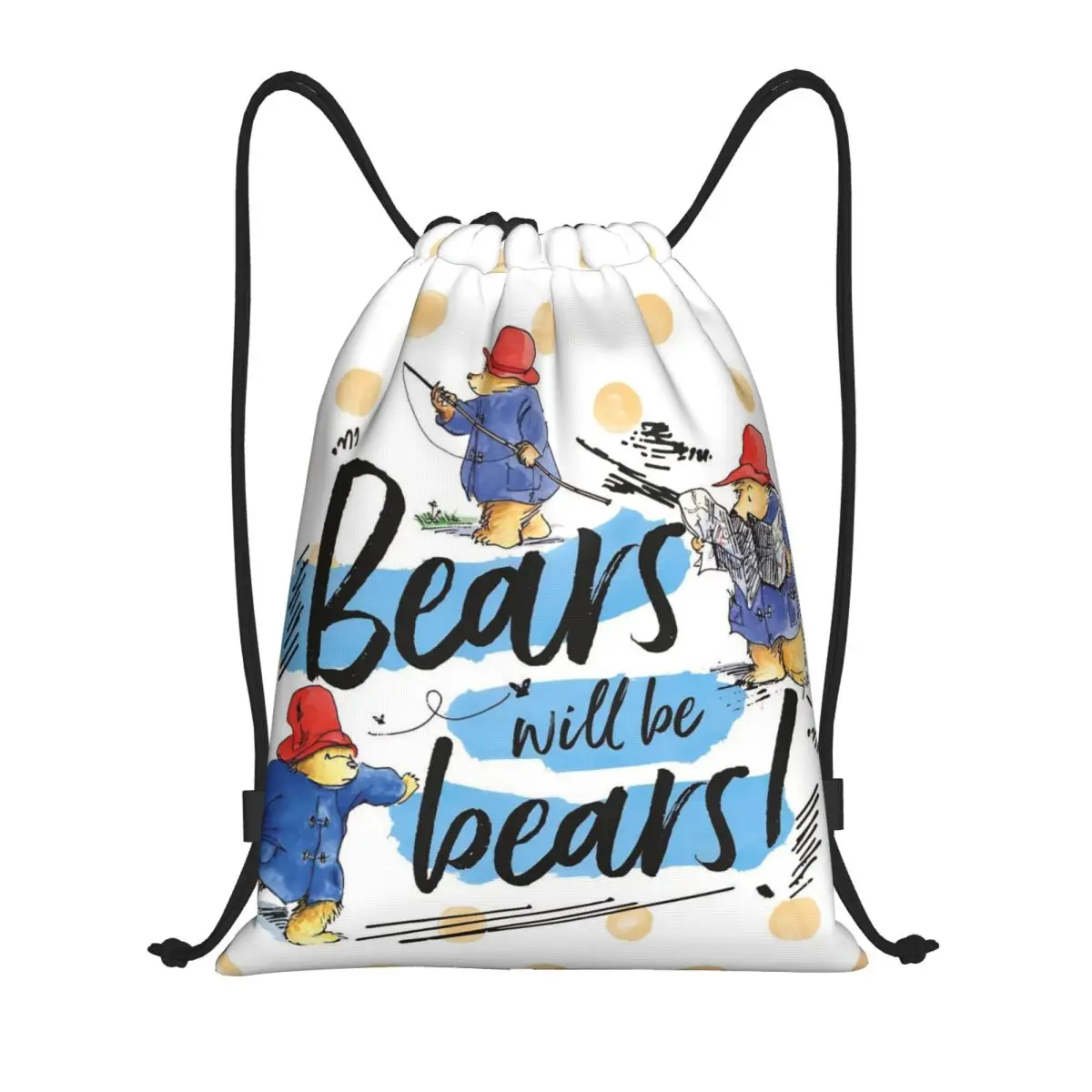 

Милый рюкзак Paddington с бурым медведем на шнурке, спортивная спортивная сумка, рюкзак на шнурке для бега