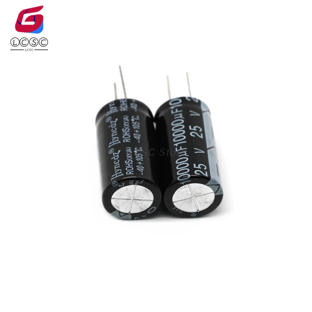 2Pcs/Lot Aluminum Electrolytic Capacitor 25V 10000UF Size 18x35mm Common Capacitors for Equipment Maintenance