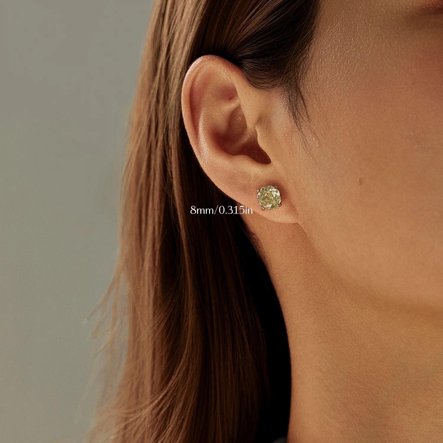 MODIAN Octagon Rose Cut CZ Ear Stud 925 Sterling Silver Light Yellow Color Unisex Stud Earrings For Women Fine Jewelry
