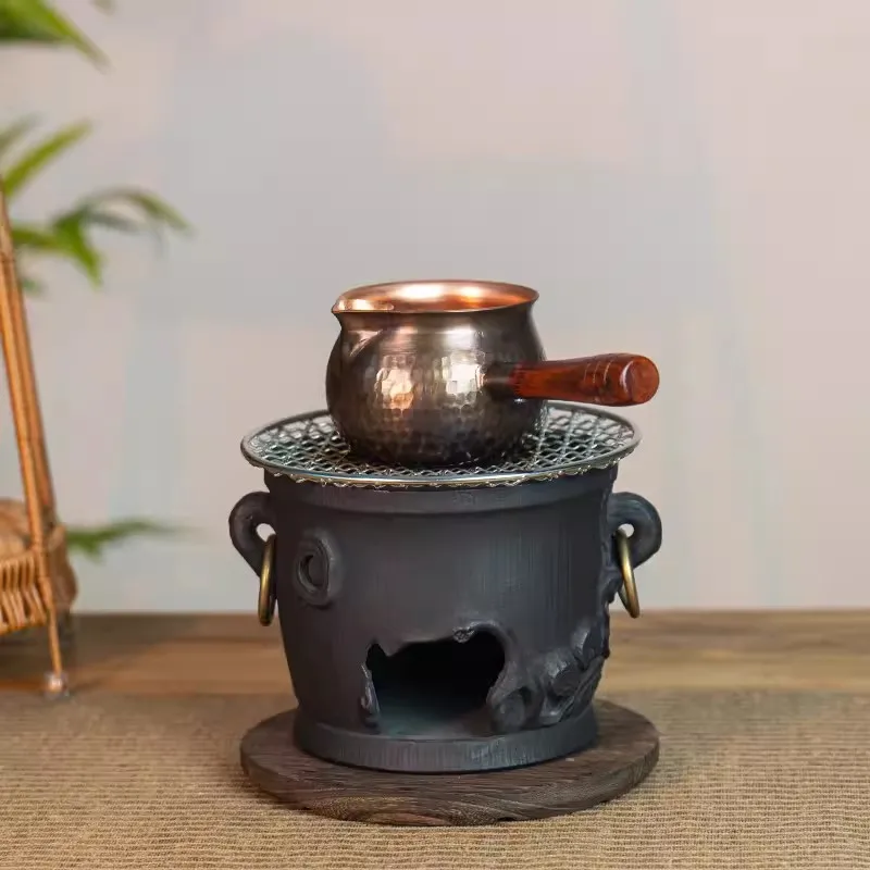 

Мини-чугун, угольный гриль-барбекю, портативная плита для приготовления чая, имитация корня дерева, форма, плита для дома и улицы, походная плита Heati