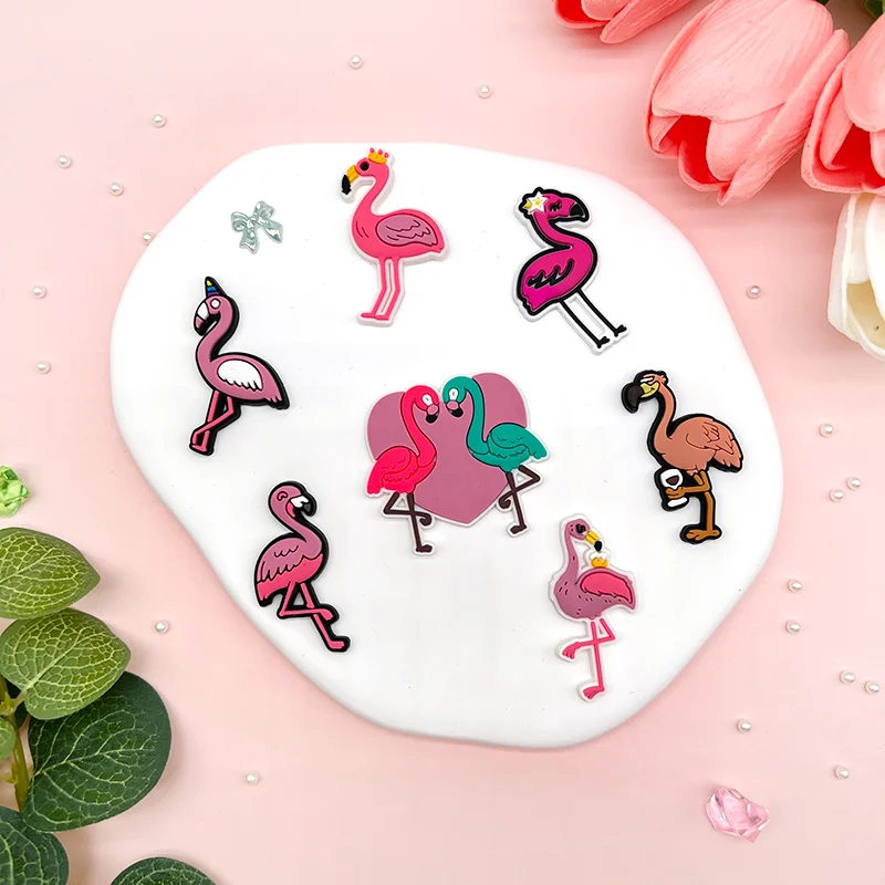 Shoe Charms Flamingo animal pink beautiful Pins PVC DIY Sandals Accessories for Clogs Women Kids Girls Party Favors X-mas Gifts