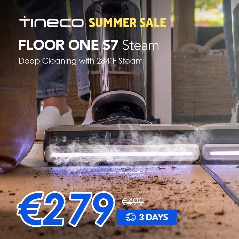 Tineco Floor One S7 Steam Draadloze stoommop voor het verwijderen van hardnekkig vuil op harde vloeren, met zelfreinigend scherm, randreiniging, zelfaangedreven, perfect voor kinderen en huisdieren