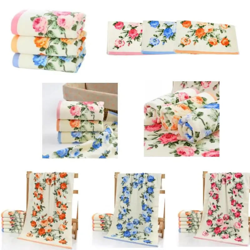 Soft Peony Flower Printing Towels Quick Dry Bathroom Towels Face Cloth Home Textile Hotel Supplies 2024 New