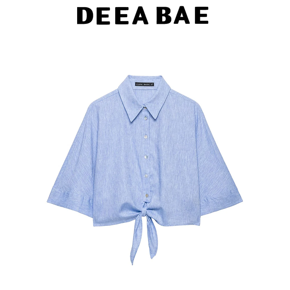 DEEABAE 2026 Sommer Neuheit: Frisches Pendler-Style Kurzshirt für Damen mit Saumknoten-Design für einen lässigen und entspannten Look