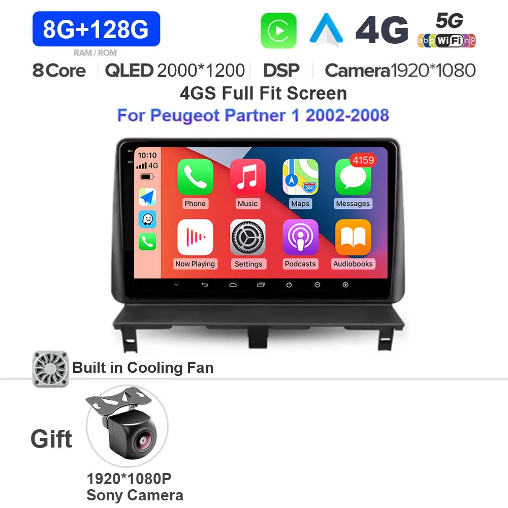 Android 15 Voor Peugeot Partner 1 2002 - 2011 Autoradio Multimedia Stereo Video Player met Carplay 4G BT