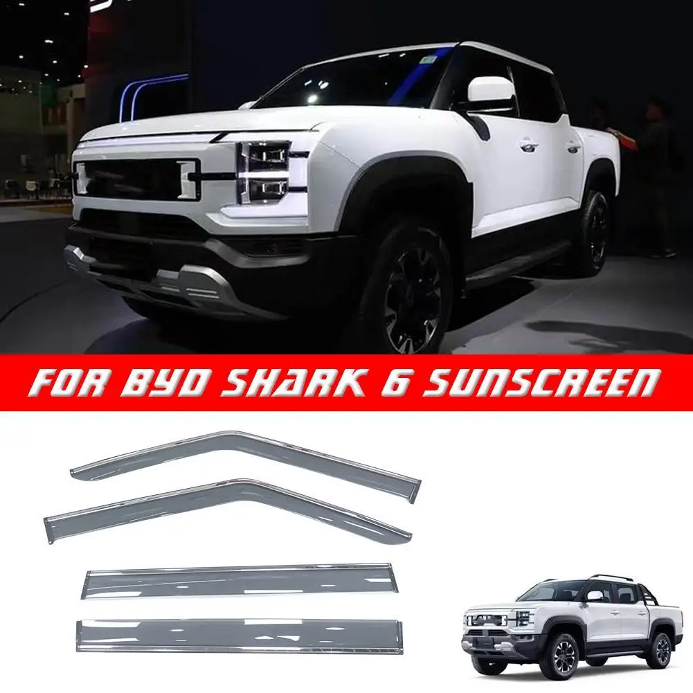 

4 шт. оконный козырек для BYD Shark 6 2023-2026, пикап, автомобильное оконное укрытие от дождя с дефлектором окна из нержавеющей стали