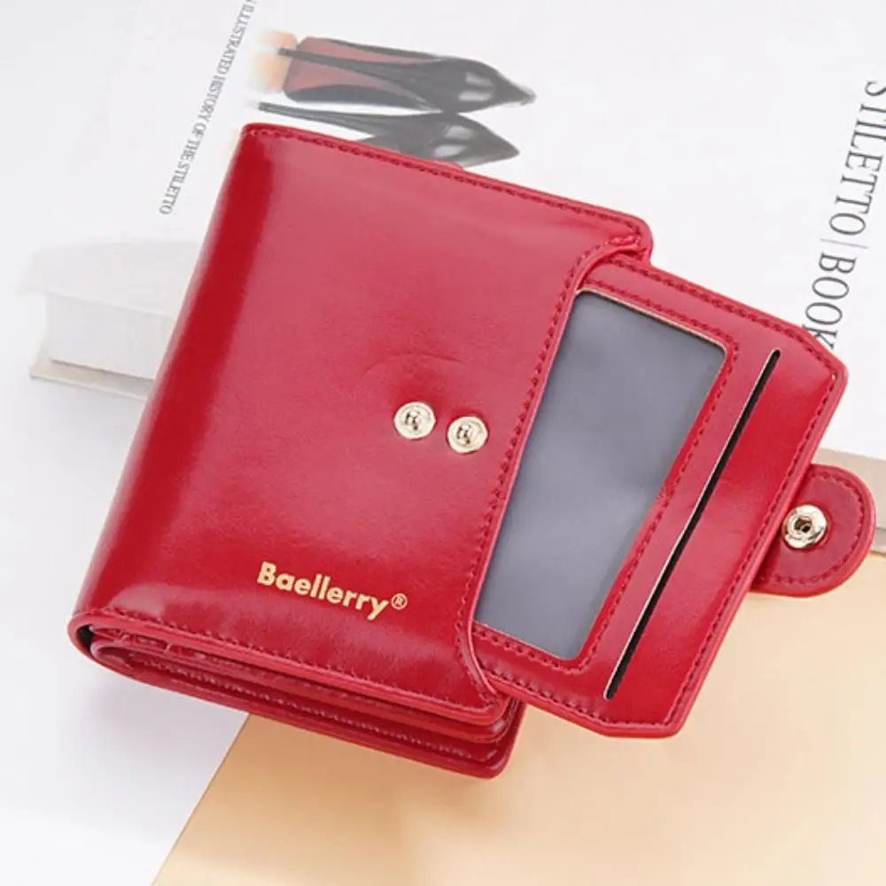 

Simple Patent Leather Short Wallets Korean Style Portable Women Clutch Bag Coin Purse Multifunctional Change Bag Outdoor