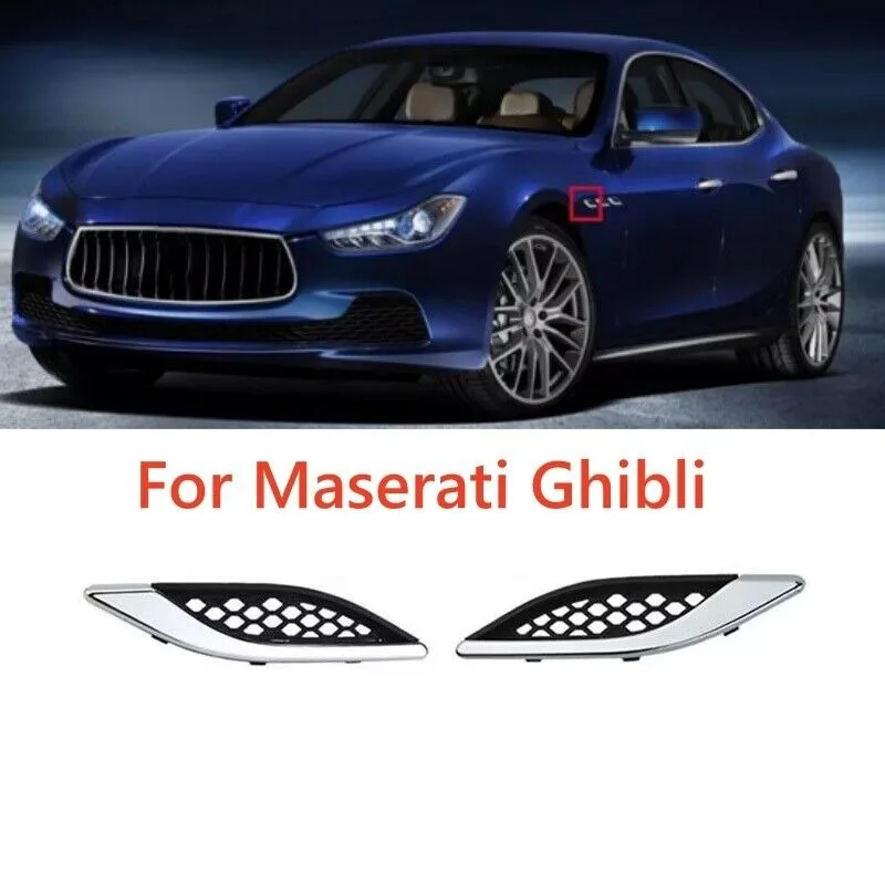

2X Front Chrome Fender Side Air Vent Grille Trim Molding For Maserati Ghibli