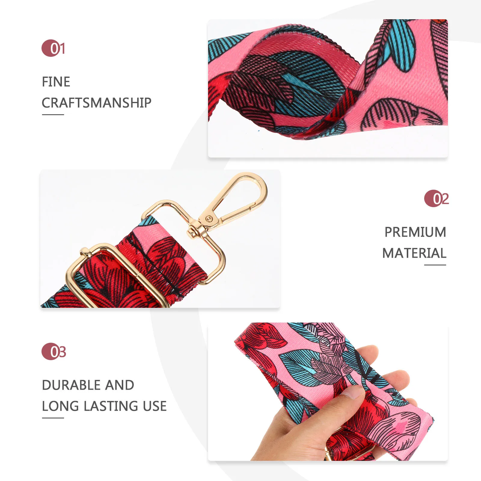 

1Pcs Fashionable Bag Shoulder Strap Wide Ethnic Design Adjustable DIY Replacement for Handbag Crossbody Purse Guitar Multi-Use