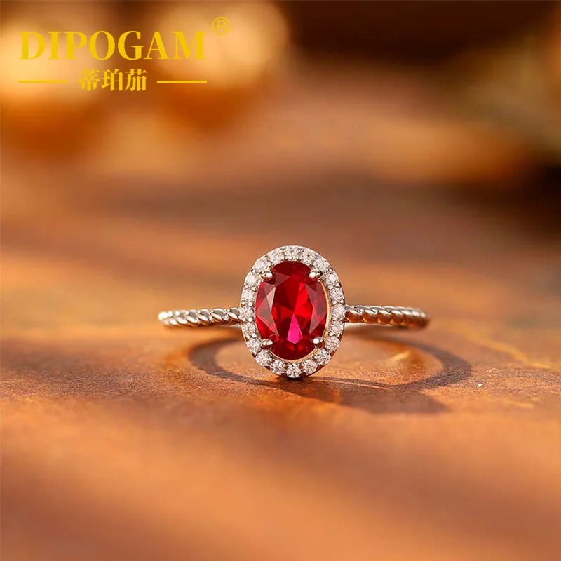

Lab-Grown Peacock Blood Ruby Ring Stylish Everyday Women's 925 Silver Fashion Jewelry