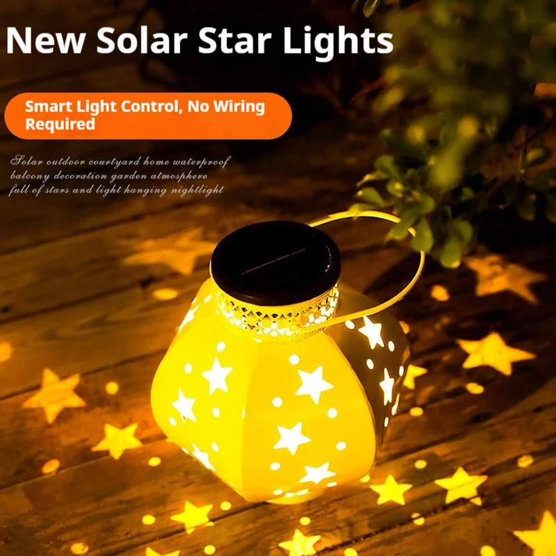 تعمل بالطاقة الشمسية مصابيح خارجية نجوم وظل ws الإضاءة مقاوم للماء حديقة فناء جو مصباح شرفة سطح المكتب ضوء الليل