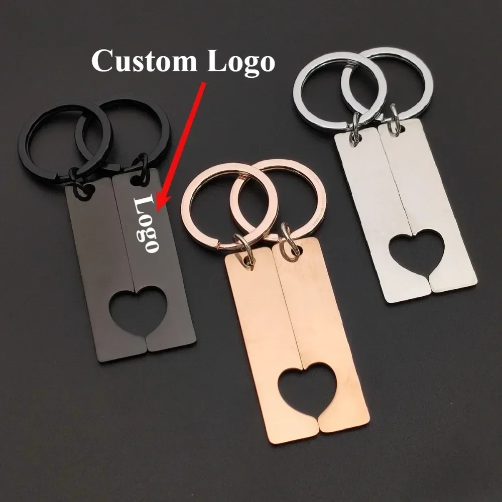 Mirror Polished Pendant Metal Car Keychain Engraved Trendy DIY Mobile Phone Number Anti-Lost Keyring Key Chain Ring Portable