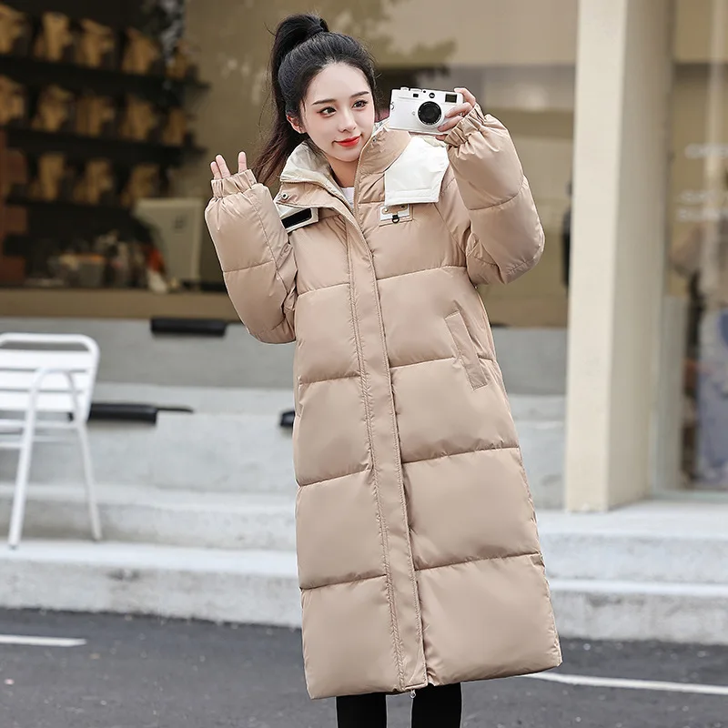 Long Puffer Parkas Women Winter Jacket 2024 New Down Cotton Coat Casual Hooded Cotton-Padded Jacket Parkas Thicken Warm Overcoat