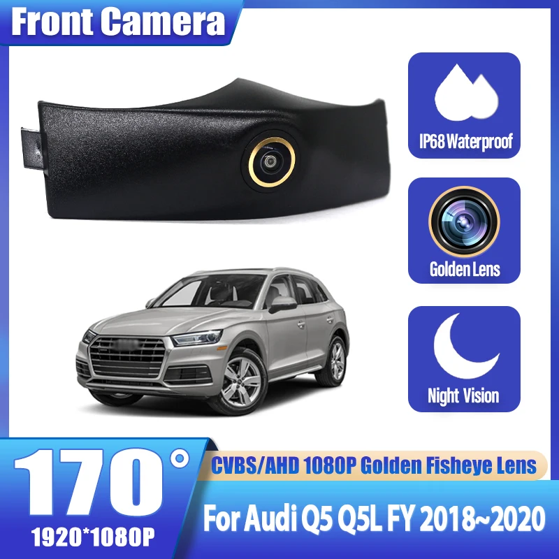 Golden Fisheye Lens HD CCD Car Front View Parking Night Vision Positive Waterproof Logo Camera For Audi Q5 Q5L FY 2018 2019 2020