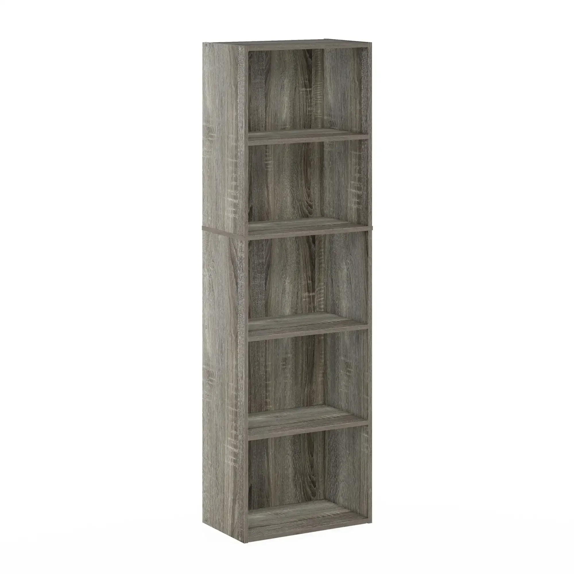 Librería con estante abierto de color reversible Luder de 5 niveles, roble francés