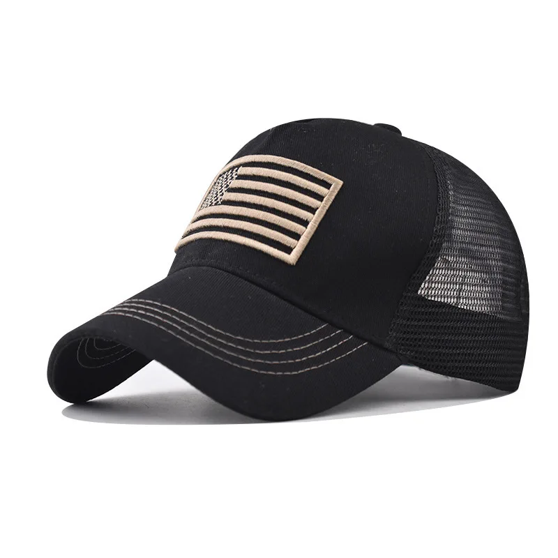 

New National Flag Embroidered Washed Vintage Dad Hat Classic Breathable Mesh Independence Day Baseball Cap Cap