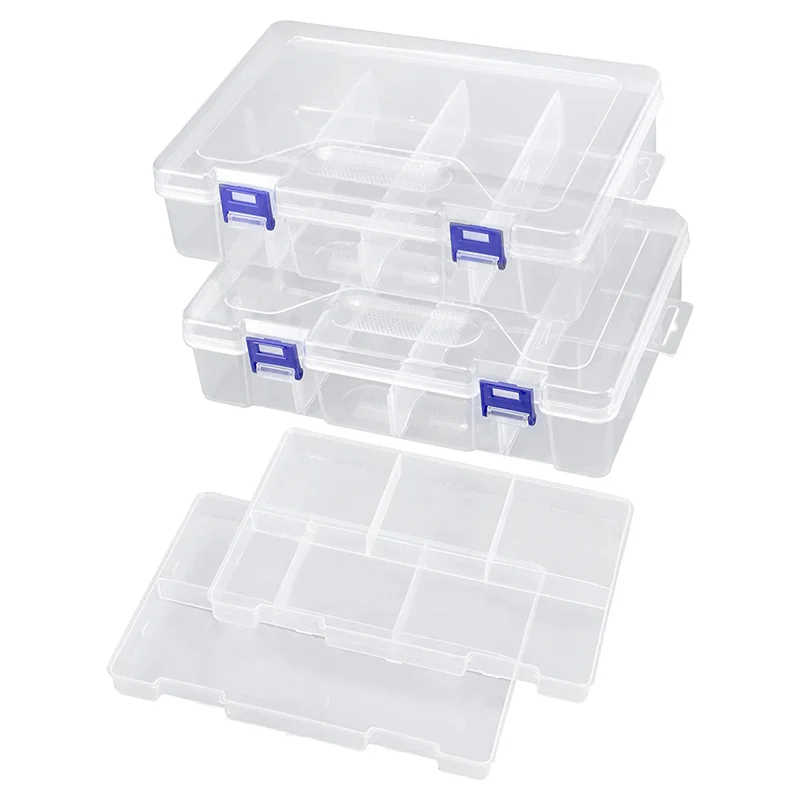 Tackle Box Fishing Tackle Box Storage Box 2 Pack Compartment Storage Box Transparent Storage Container with Dividers