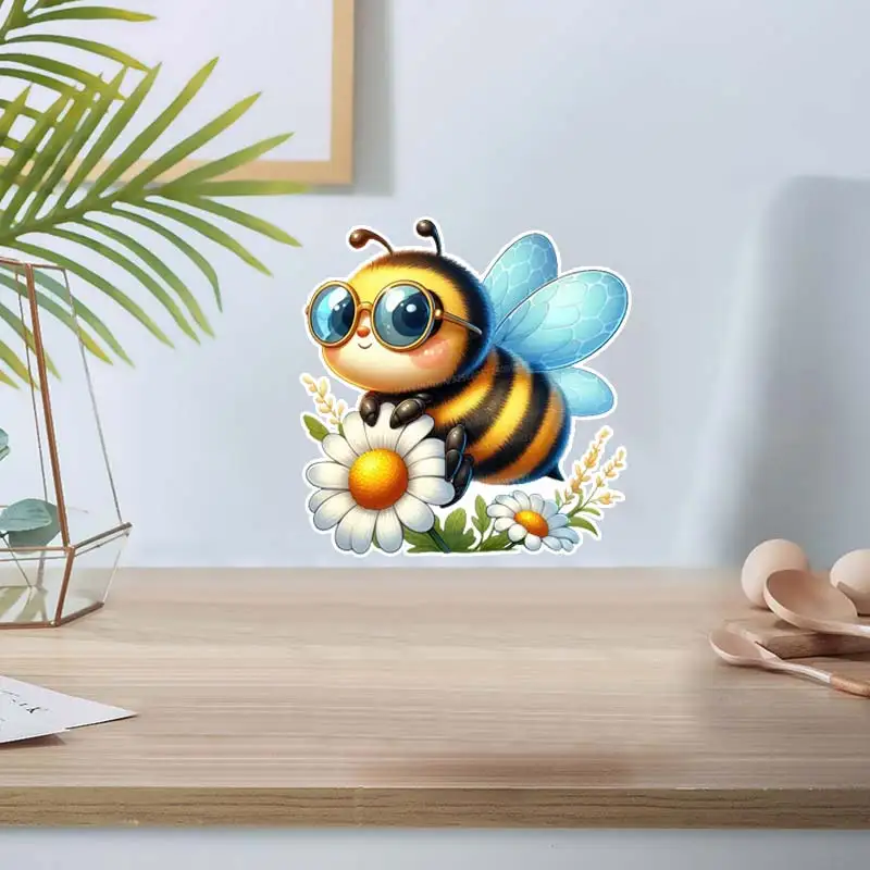 Cute Honey Bee Wall Sticker Room Decor Bathroom Toilet Living Room Decor Cabinet  Refrigerator Home Decor Animal Decals M1016