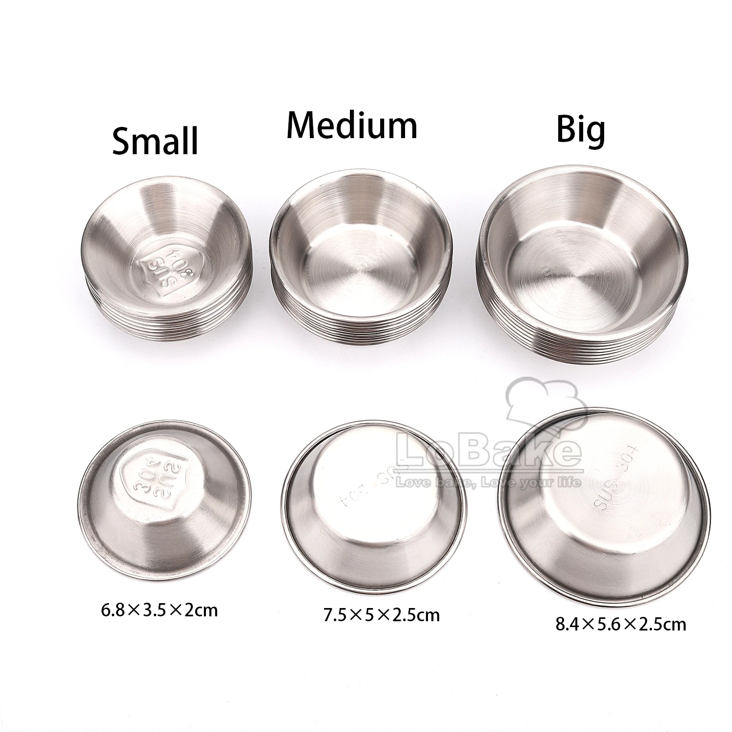 10-30pcs 3 Sizes Round 304 Stainless Steel Egg Tart Molds Pudding Tin Cheese Pan Bowl Cake Holder For DIY Baking Accessories