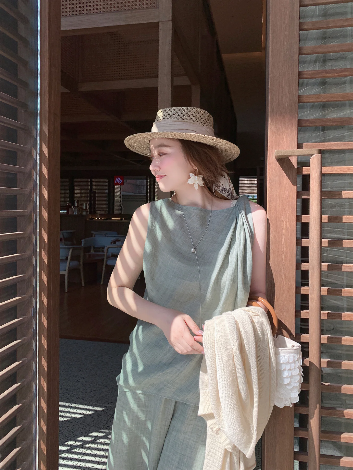 

Wang's Rylex Silk Svel Vest Strap Women's Spring Summer Beautiful Set Casual Sle Loose Fit Outerwear