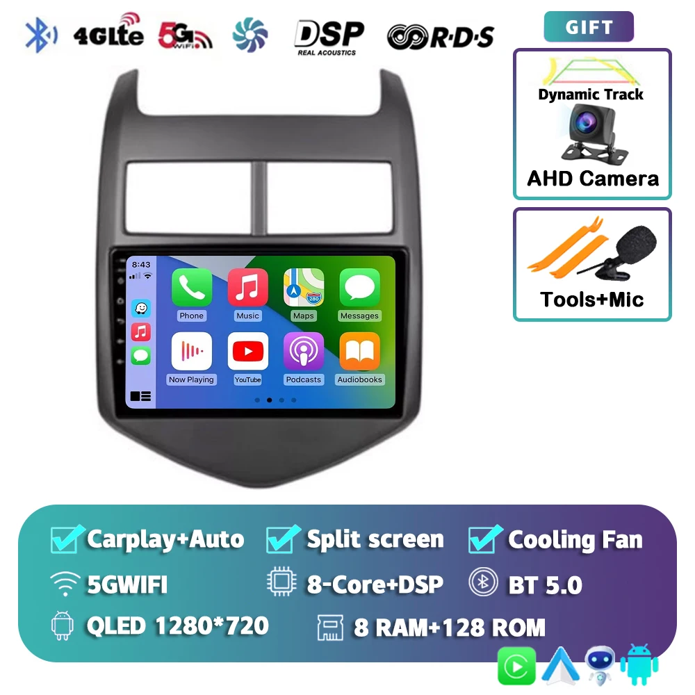 Android 15 CarPlay Auto Radio Multimedia Speler Voor Chevrolet Aveo 2 Sonic T300 2011-2015 Navigatie GPS 2din Stereo Audio
