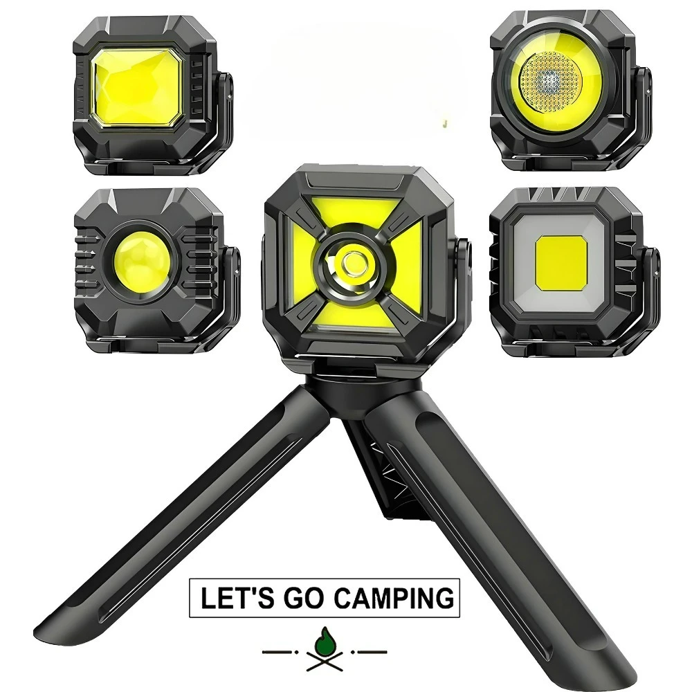 Super Bright Rechargeable LED Work Light with Magnet Portable Flashlight Keychain for Camping Auto Repair Outdoor