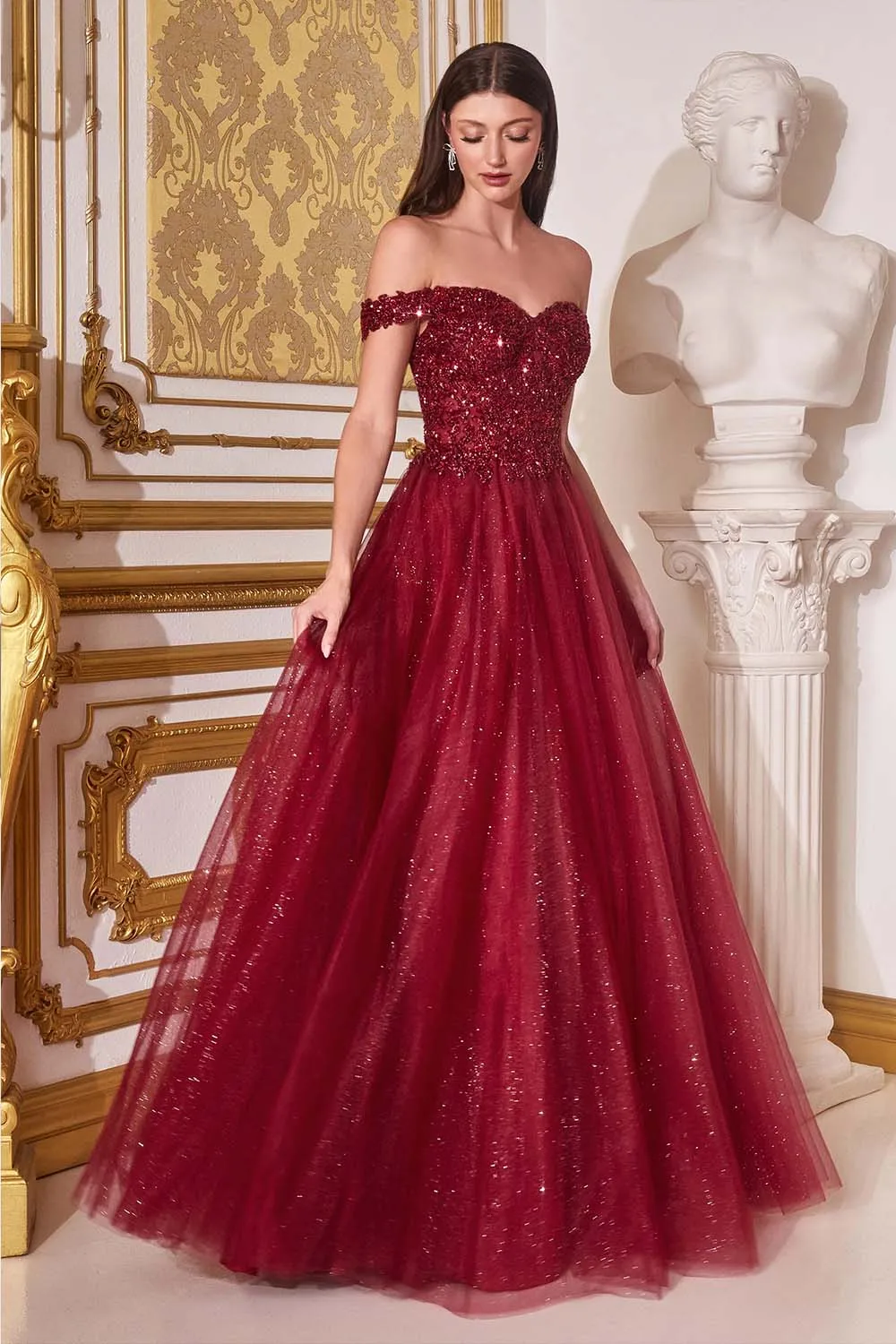 YQLNNE Vestido De Gala Wine Red Long Prom Dresses Off the Shoulder Embroidered Beaded Zipper Back Aline Formal Gown