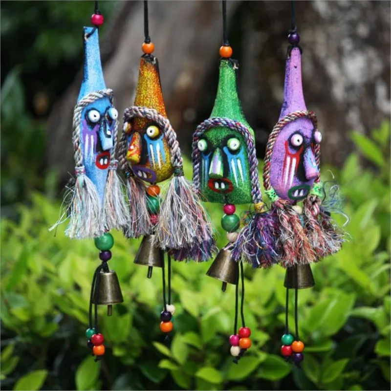 Yunnan Lijiang Ethnic Style Handicraft Wooden People Bell Pendant Bar Coffee Shop Restaurant Wind Chimes Hanging Decoration ZF49