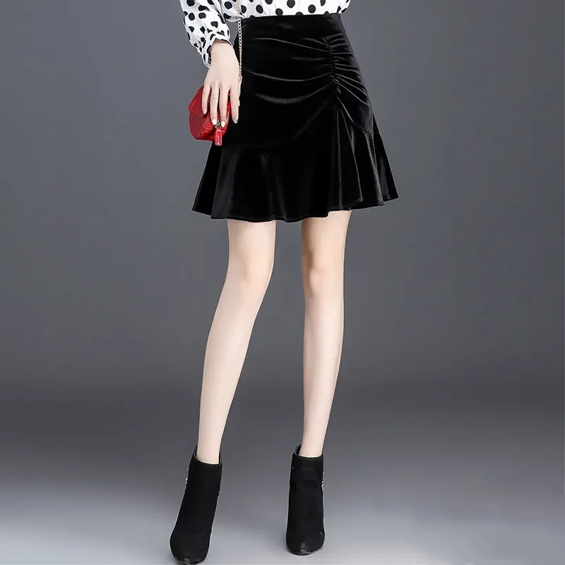

Elegant Women's A-Line Mini Skirt With Shirring Detail For Office Wear Autumn Winter Style
