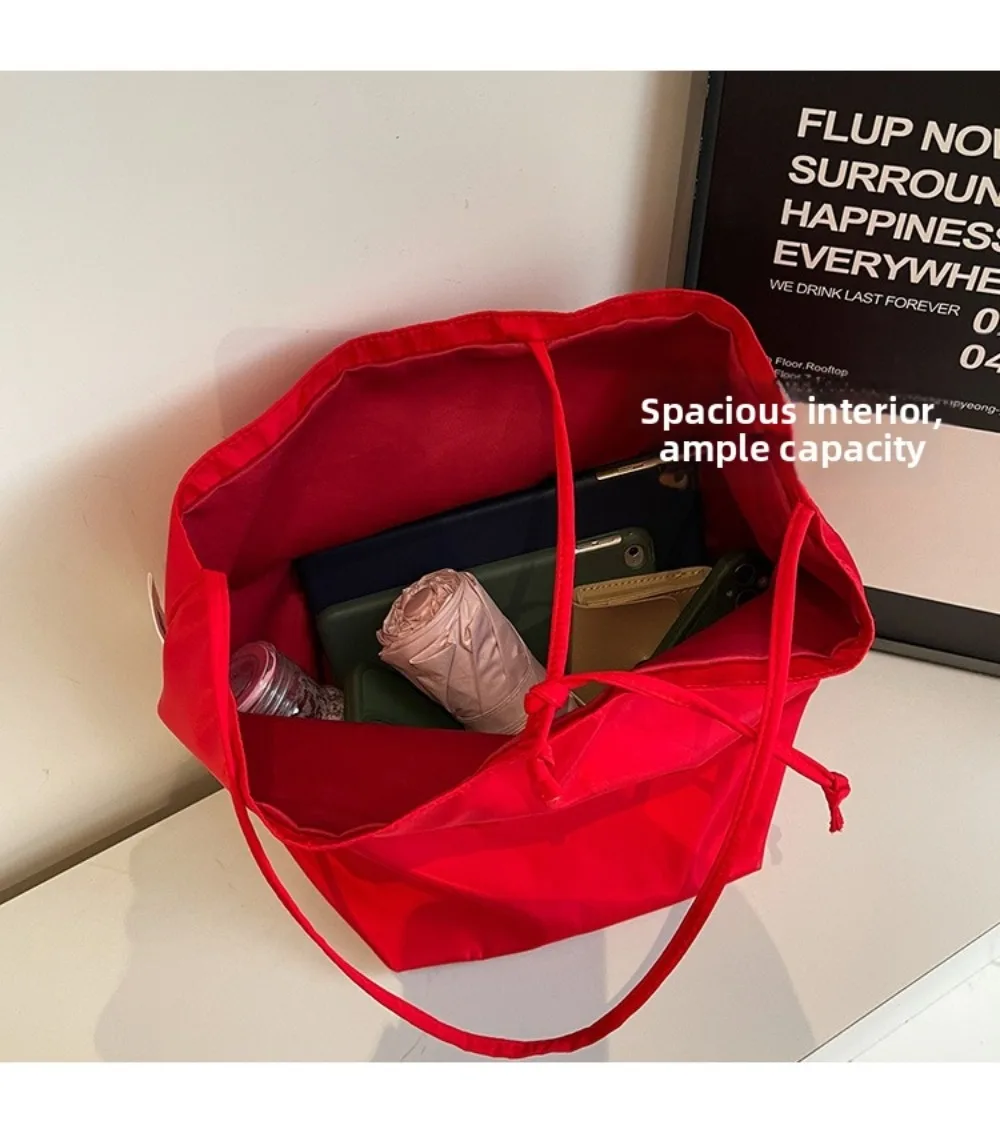 Modische Bestseller Einfarbige Weiche Nylon-Schultertasche Große Kapazität Designer-Handtasche Schlichte Vielseitige Tragetasche – Detail 8