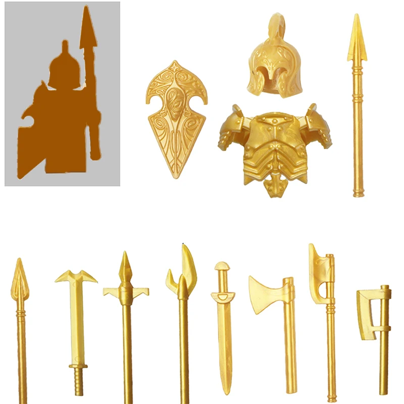 Moc armadura militar capacete arma modelo blocos de construção conjunto para diy minifiguras vestir-se acessórios médio estilo antigo tijolos brinquedo