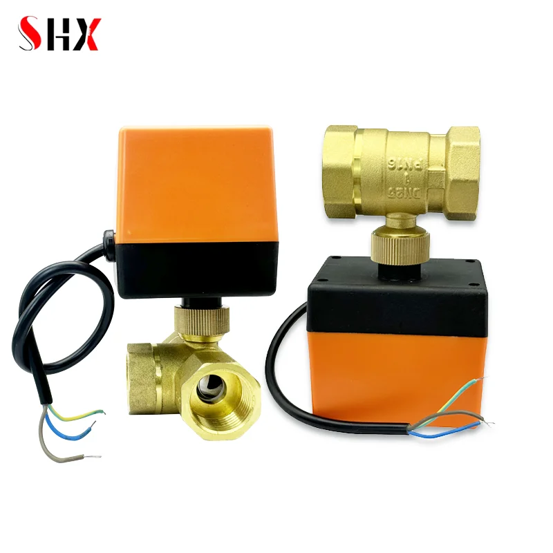 

DN15/20/25/32/40/50 DC 12V DC24V AC220V латунный Электрический шаровой клапан три провода два управления 3-сторонний электромагнитный клапан с приводом
