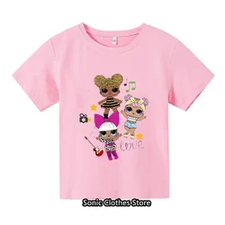 2024 Cartoon Anime Printed T-shirt for Girls Aged 3-14 Summer Children's Fashion Casual Children's T-shirt