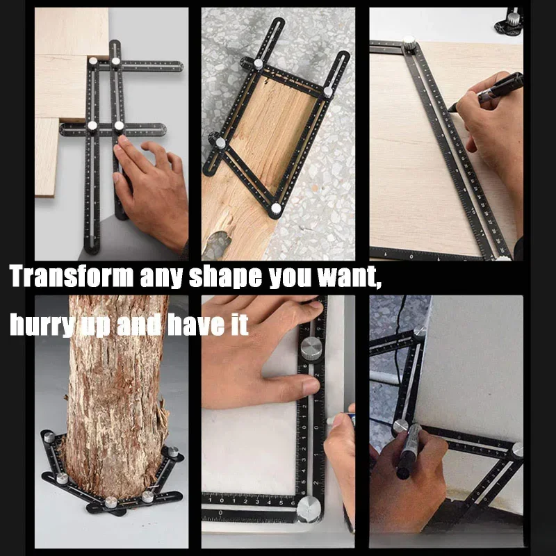 Professional DIY Punch Tool For Wood, Tile Flooring - Aluminum Folding Positioning Multi Angle Measuring Ruler, Construction Too