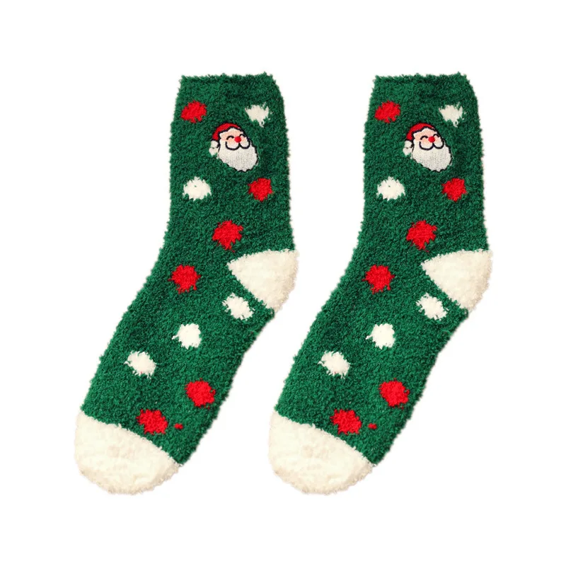 Random 4 pairs    couple sockscoral velvet socks  winter mid length socks  home thickened Christmas socks  floor