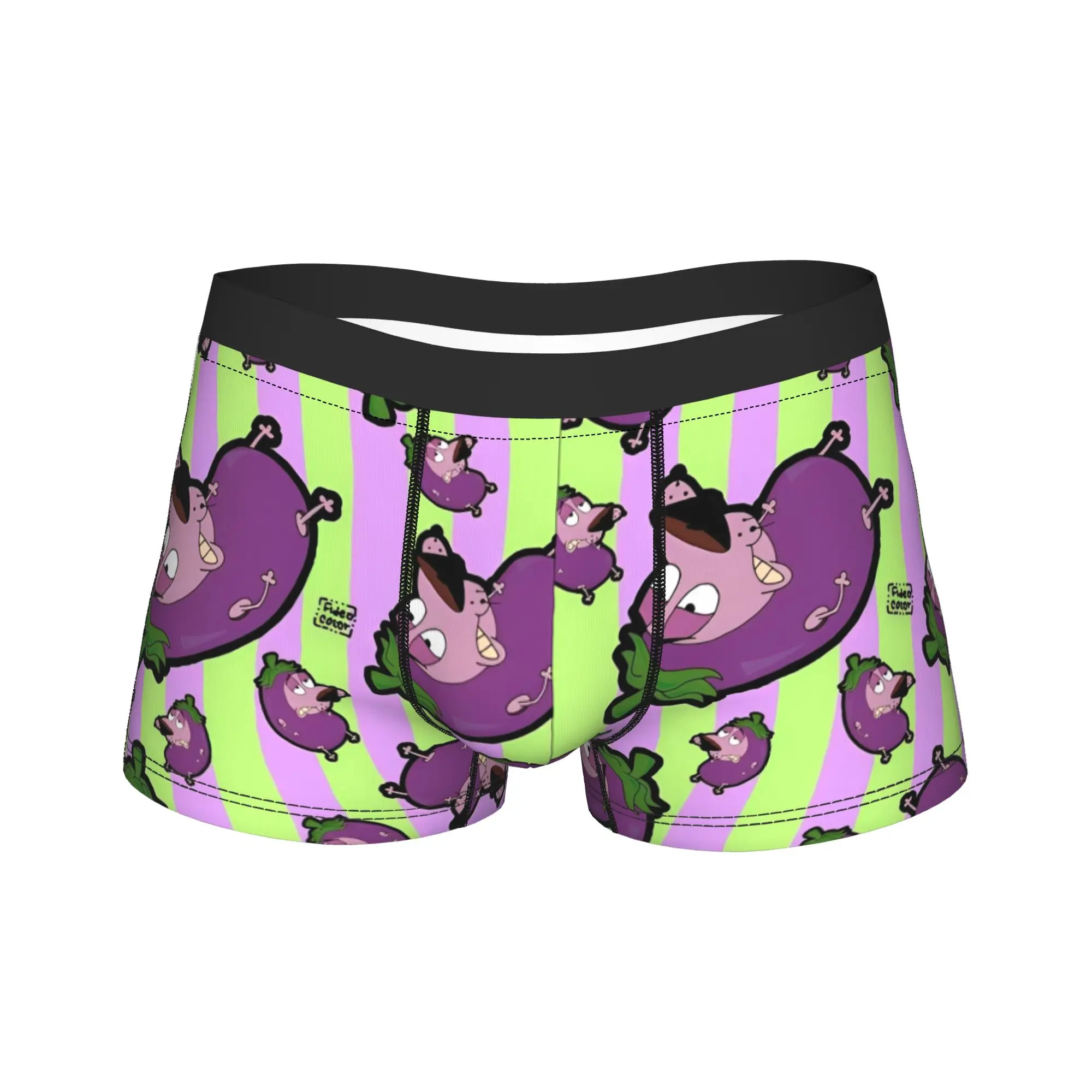 Caleçon Boxer pour Homme de Haute Qualité, Doux et Tendance, avec Motif de Dessin Animé 'Courage du Chien Cowardly', Personnalisable DIY, Grandes Tailles