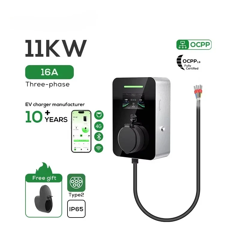 

11kw 16a Wall-mount and Smart App Control Ocpp 1.6 Ac Fast Car Charging Wallbox Type 2 Ev Charger